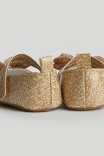 
                        
                          Load image into Gallery viewer, Mothercare Gold Glitter Pram Shoes and Headband
                        
                      