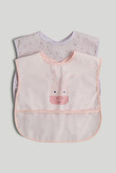 Mothercare 2-Pack Crumb-Catcher Bibs - Pink Giraffe - mothercare hong kong