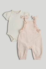 
                        
                          Load image into Gallery viewer, Mothercare Striped Dungarees and Bodysuit Outfit
                        
                      