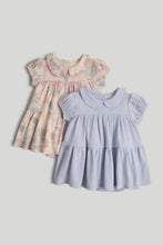 
                        
                          Load image into Gallery viewer, Mothercare 2 Pack Blue and Pink Flower Romper Dresses
                        
                      