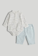 
                        
                          Load image into Gallery viewer, Mothercare My First White and Blue Bodysuit and Jogger Outfit
                        
                      