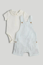 
                        
                          Load image into Gallery viewer, Mothercare My First Blue and White Bibshorts and Bodysuit Outfit
                        
                      