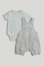 
                        
                          Load image into Gallery viewer, Mothercare My First Grey Whale Bibshorts and Bodysuit Outfit
                        
                      