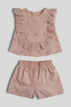 
                        
                          Load image into Gallery viewer, Mothercare Pink Broderie Top and Shorts Outfit
                        
                      