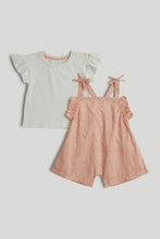 
                        
                          Load image into Gallery viewer, Mothercare Peach Dungarees and T-Shirt Outfit
                        
                      