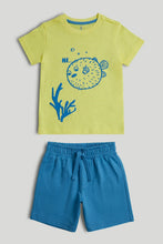 
                        
                          Load image into Gallery viewer, Mothercare Puffer Fish T-Shirt and Shorts Outfit
                        
                      