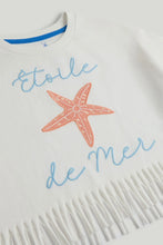 
                        
                          Load image into Gallery viewer, Mothercare White Fringed T-Shirt
                        
                      