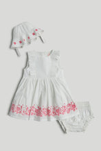 
                        
                          Load image into Gallery viewer, Mothercare White Dress, Knickers and Hat Outfit
                        
                      