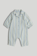 
                        
                          Load image into Gallery viewer, Mothercare Blue Striped All-in-One Cotton Pyjamas
                        
                      