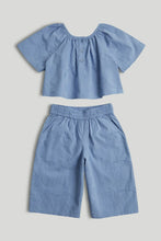 
                        
                          Load image into Gallery viewer, Mothercare Blue Broderie Blouse and Trousers Outfit
                        
                      