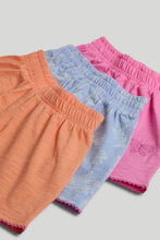 
                        
                          Load image into Gallery viewer, Mothercare 3 Pack Jersey Shorts - Orange / Blue / Pink
                        
                      