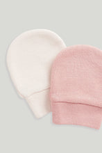 
                        
                          Load image into Gallery viewer, Mothercare 2 Pack Pink and White Cotton Baby Hat and Mitts Set
                        
                      
