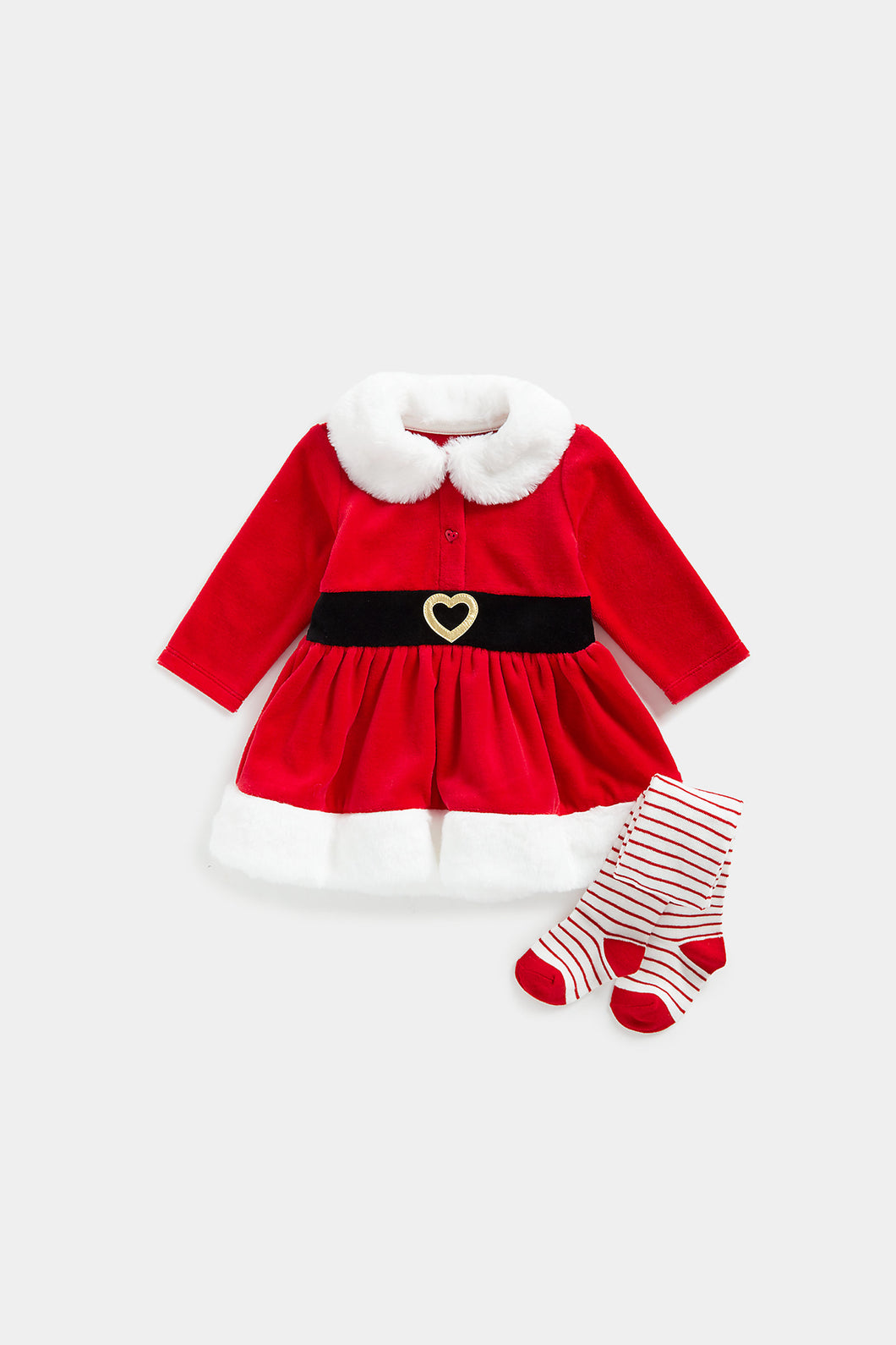 Mothercare Festive Santa Dress and Tights Set
