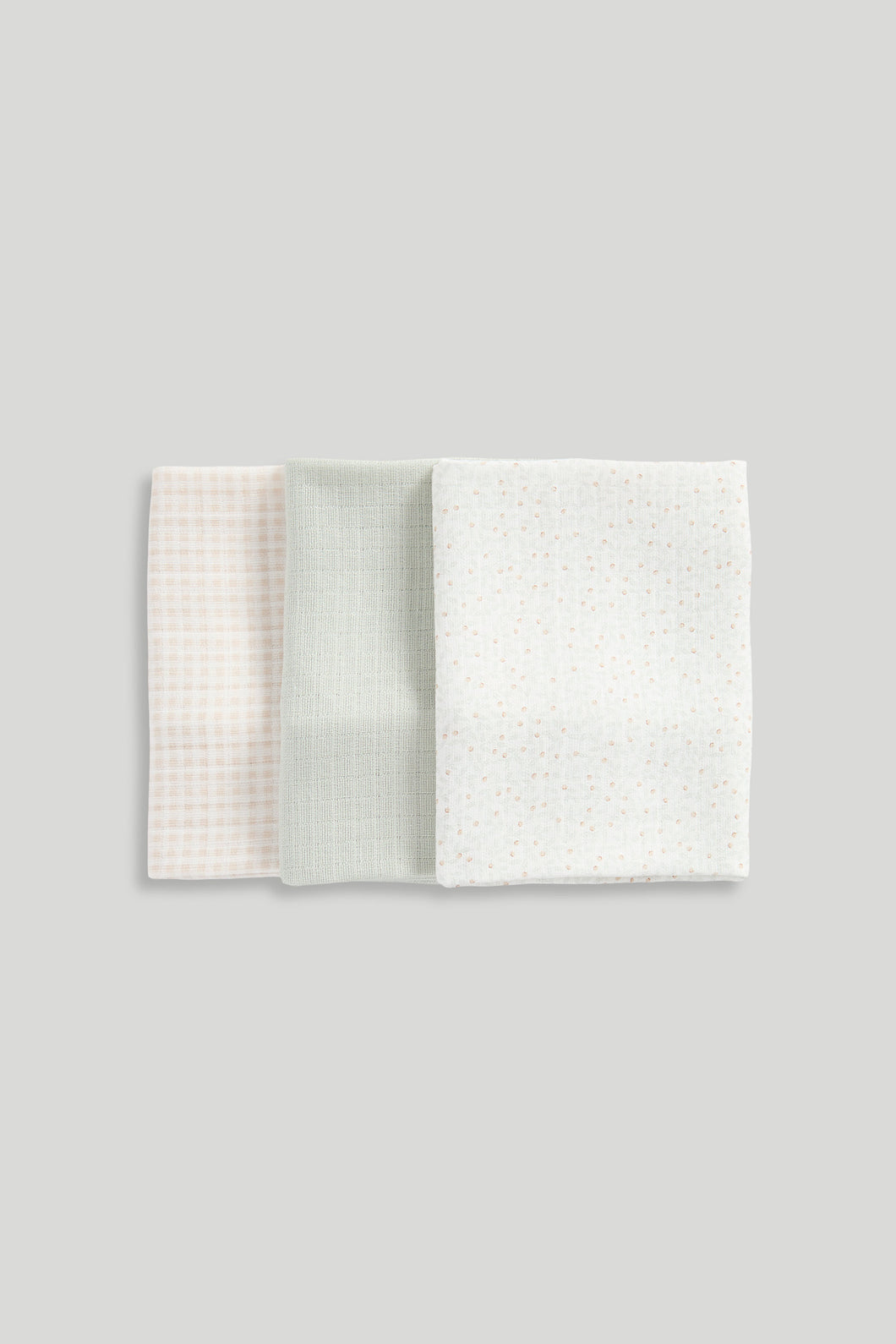 Mothercare Green Muslin Cloths - 3 Pack