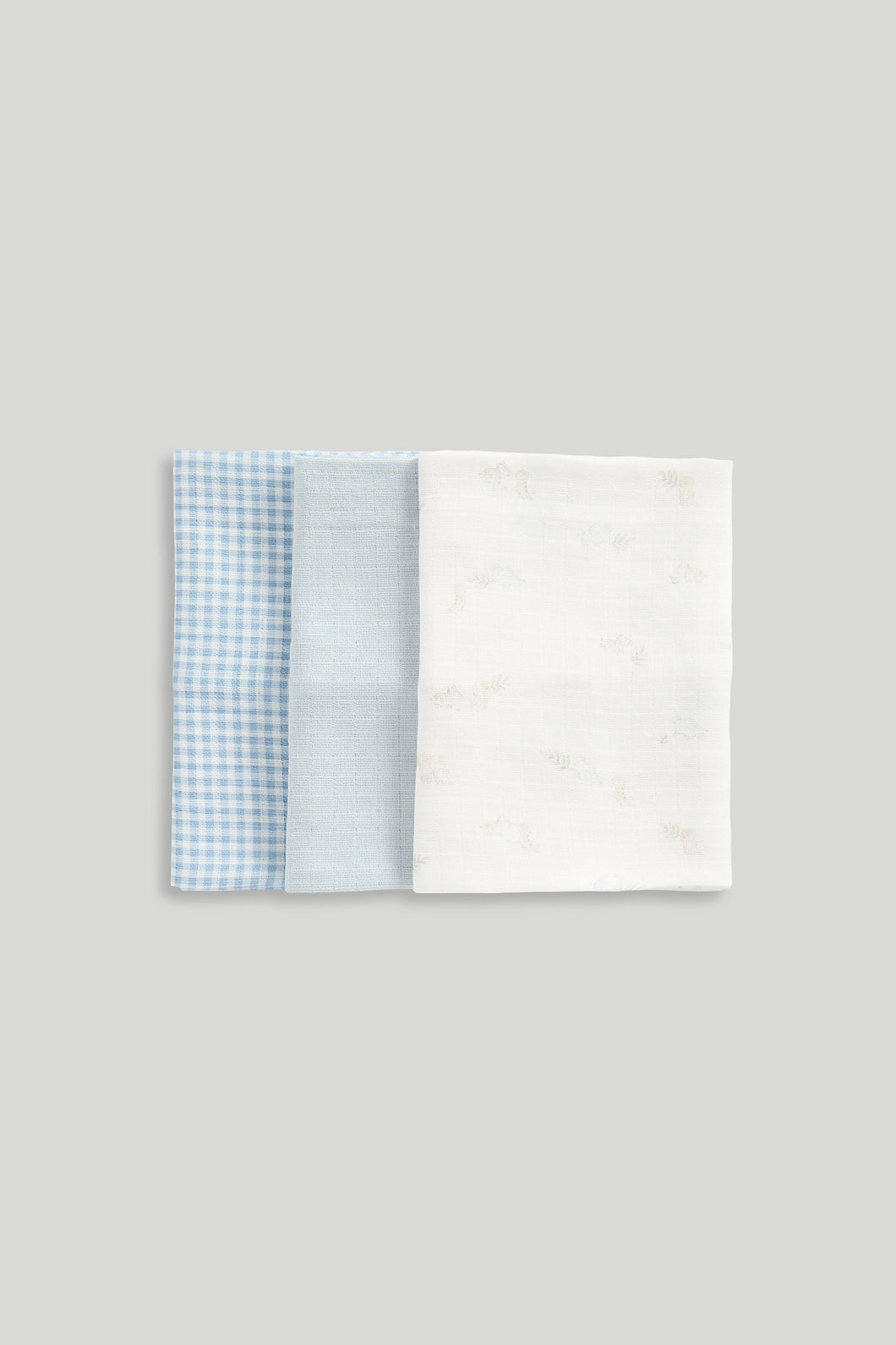 Mothercare 3 Pack Muslin Cloths - Blue