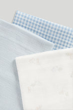 
                        
                          Load image into Gallery viewer, Mothercare 3 Pack Muslin Cloths - Blue
                        
                      