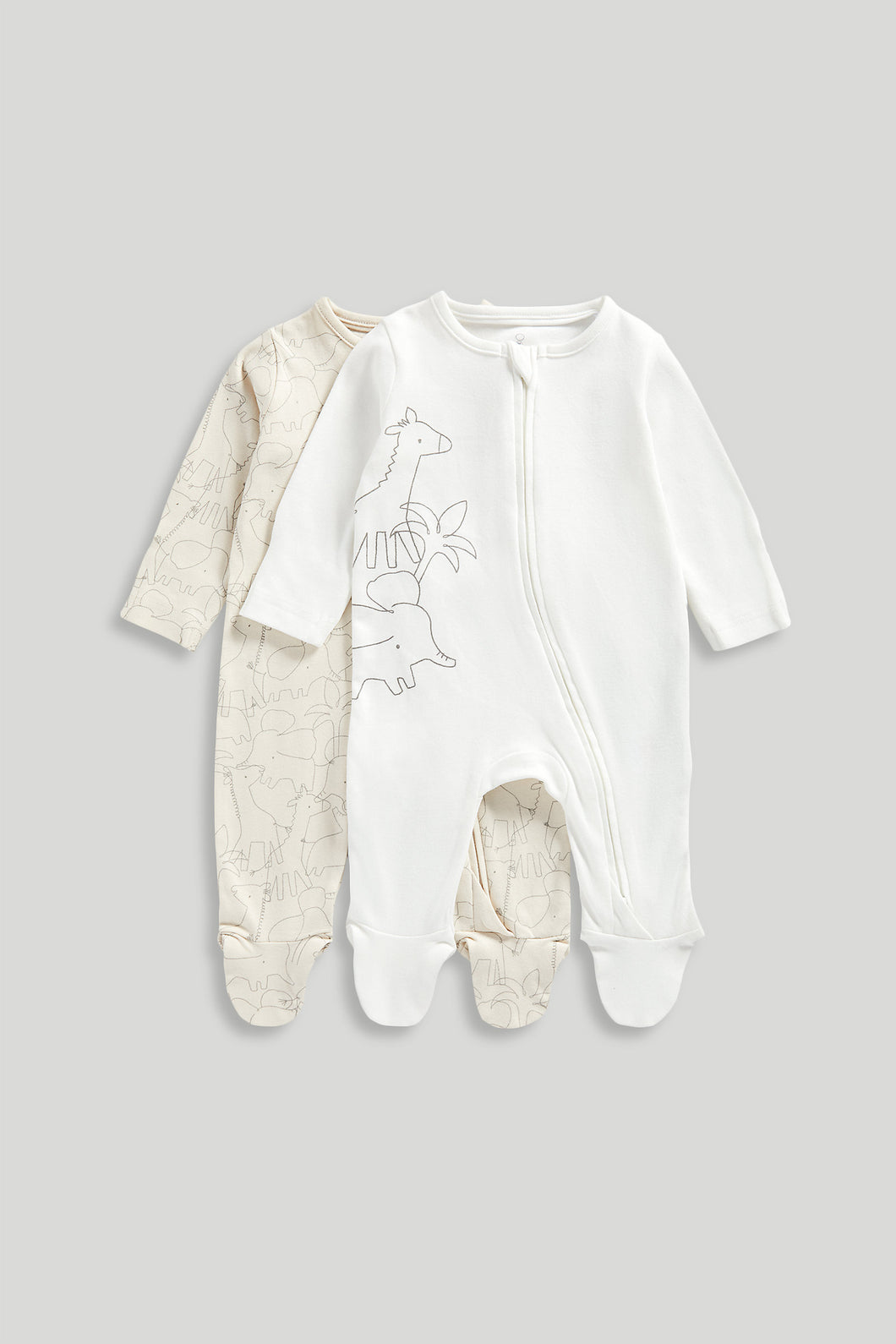 Mothercare My First Zip-Up Sleepsuits - 2 Pack