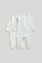 
                        
                          Load image into Gallery viewer, Mothercare Dinosaur Zip-Up Sleepsuits - 2 Pack
                        
                      