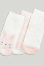 
                        
                          Load image into Gallery viewer, Mothercare 3 Pack Pink Bunny Baby Socks
                        
                      