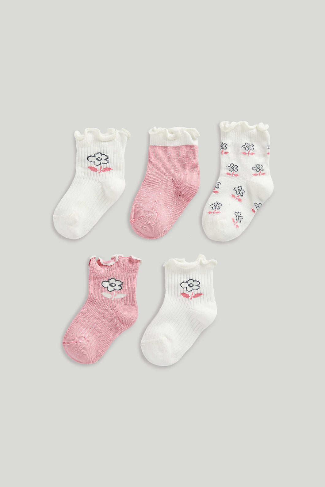 Mothercare 5 Pack Pink Flower Baby Socks