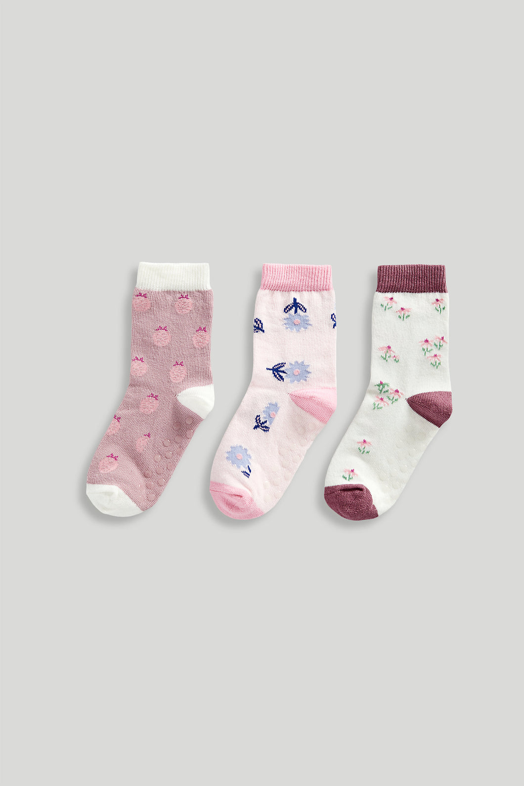 Mothercare 3 Pack Flower Slip-Resist Socks