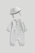
                        
                          Load image into Gallery viewer, Mothercare Grey All-in-One and Hat Set
                        
                      