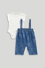 
                        
                          Load image into Gallery viewer, Mothercare Denim Dungarees and Bodysuit Set
                        
                      