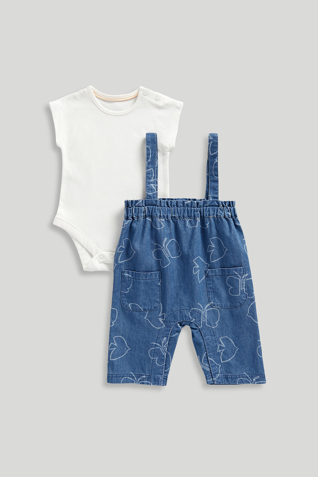 Mothercare Denim Dungarees and Bodysuit Set