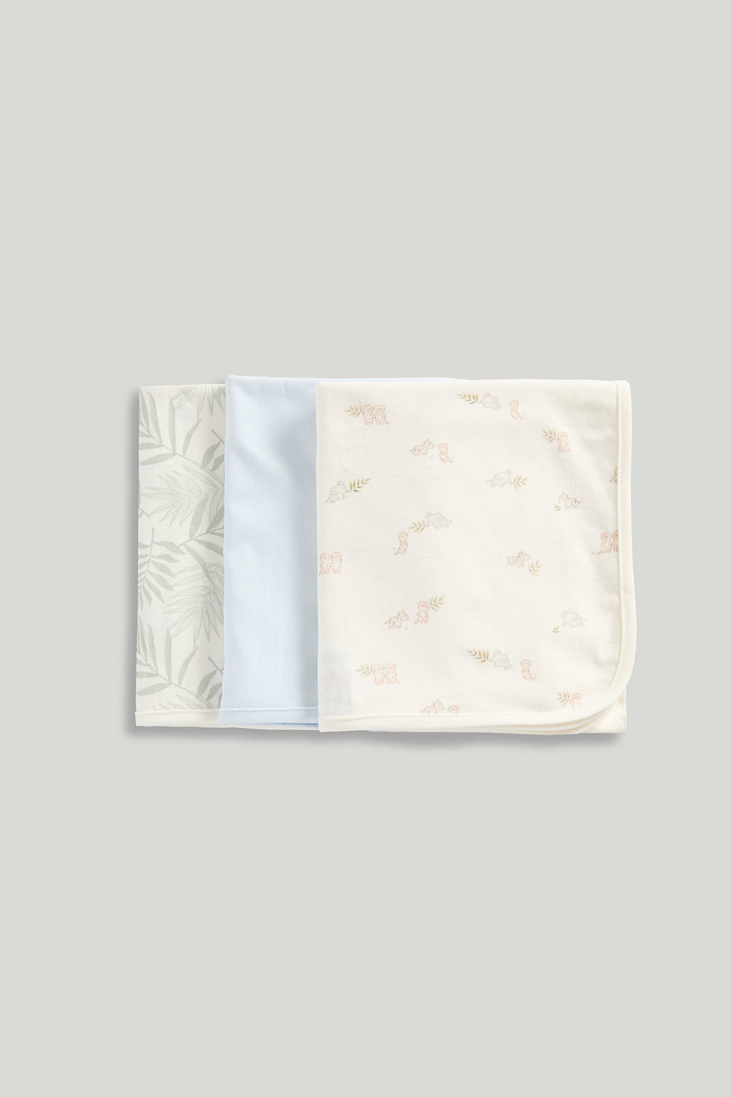 Mothercare Blue Jersey Blankets - 3 Pack