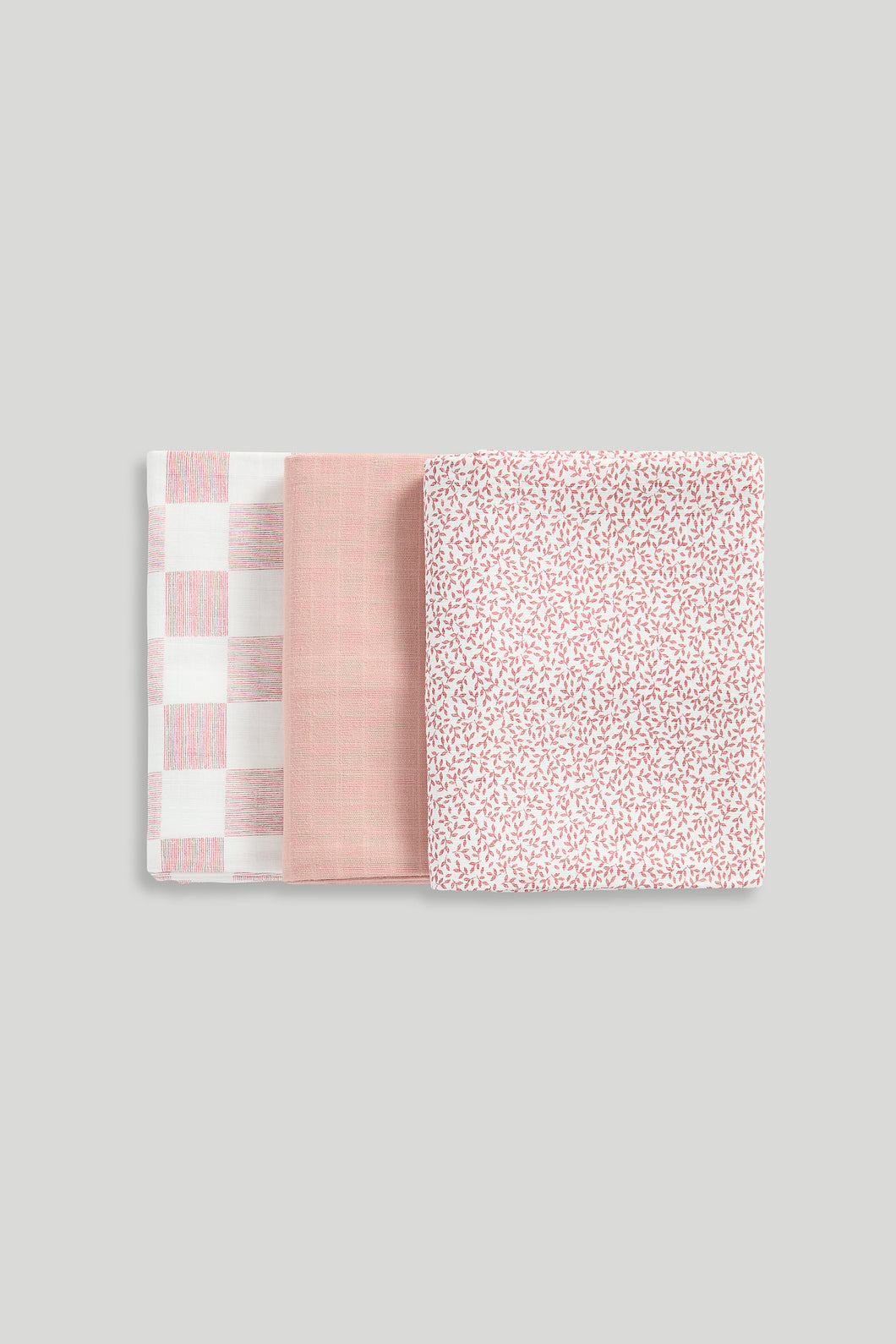 Mothercare Pink Muslin Blankets - 3 Pack