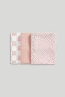 Mothercare Pink Muslin Blankets - 3 Pack