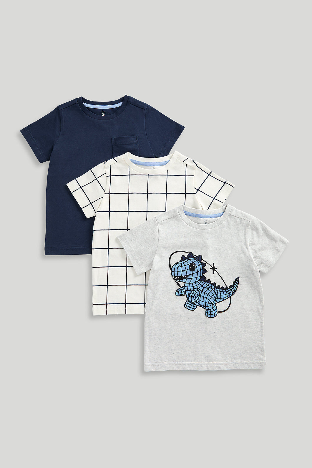 Mothercare Dino Check T-Shirts - 3 Pack