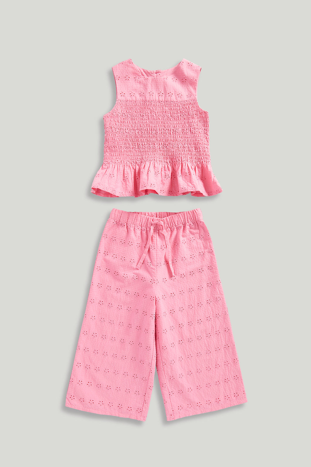 Mothercare Pink Broderie Blouse and Trousers Set