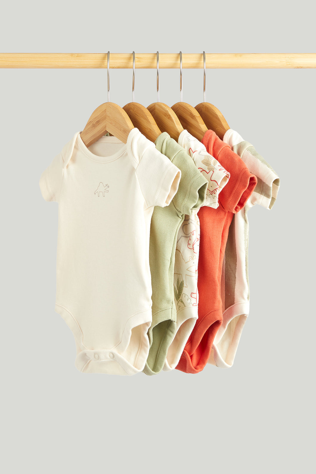 Mothercare 5 Pack Animal Yoga Short-Sleeved Bodysuits