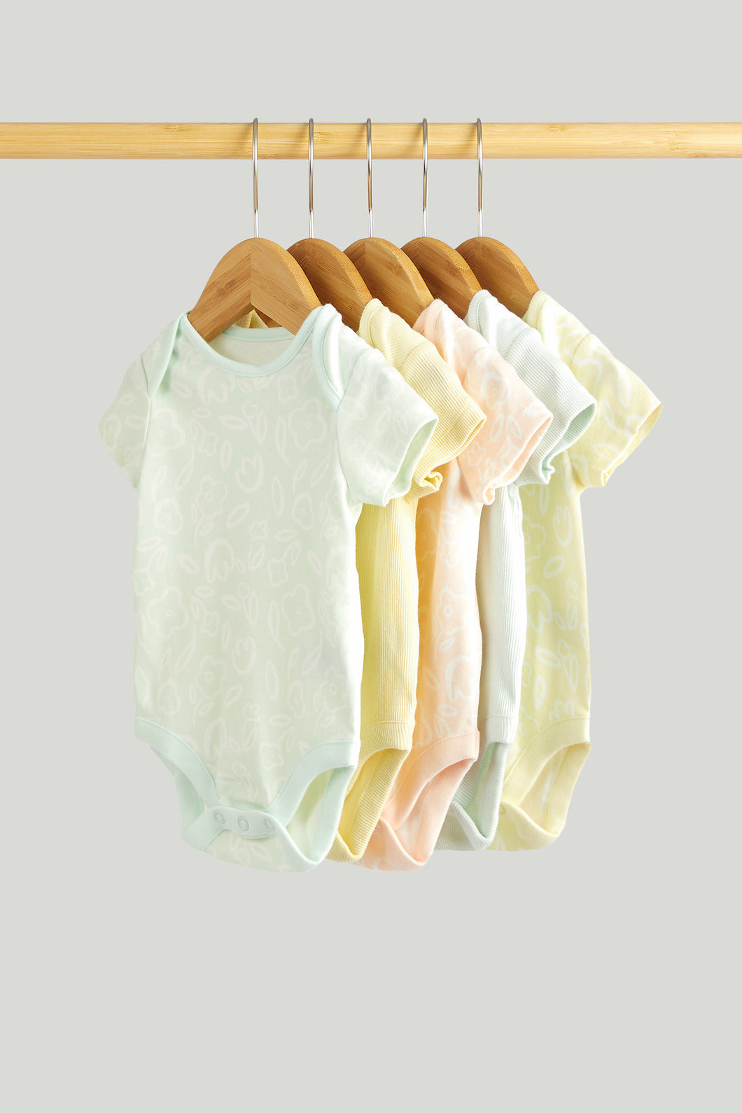 Mothercare 5 Pack Floral Short-Sleeved Bodysuits