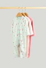 
                        
                          Load image into Gallery viewer, Mothercare 3 Pack Apples Sleepsuits
                        
                      