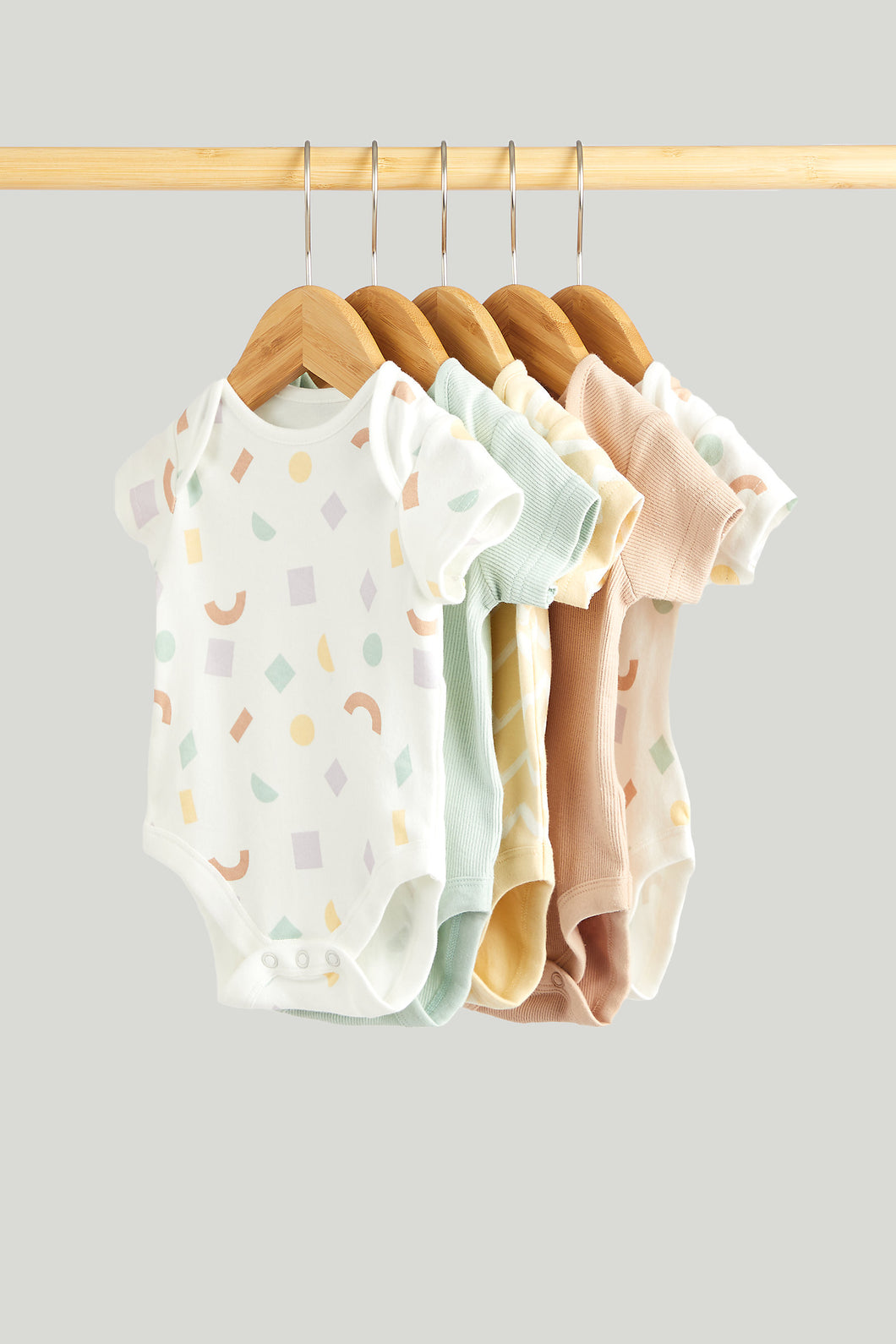 Mothercare 5 Pack Shapes Short-Sleeved Bodysuits