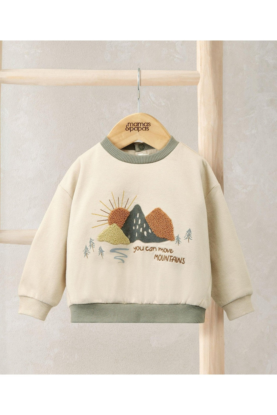 Mamas & Papas Boucle & Embroidered Sweatshirt - Cream