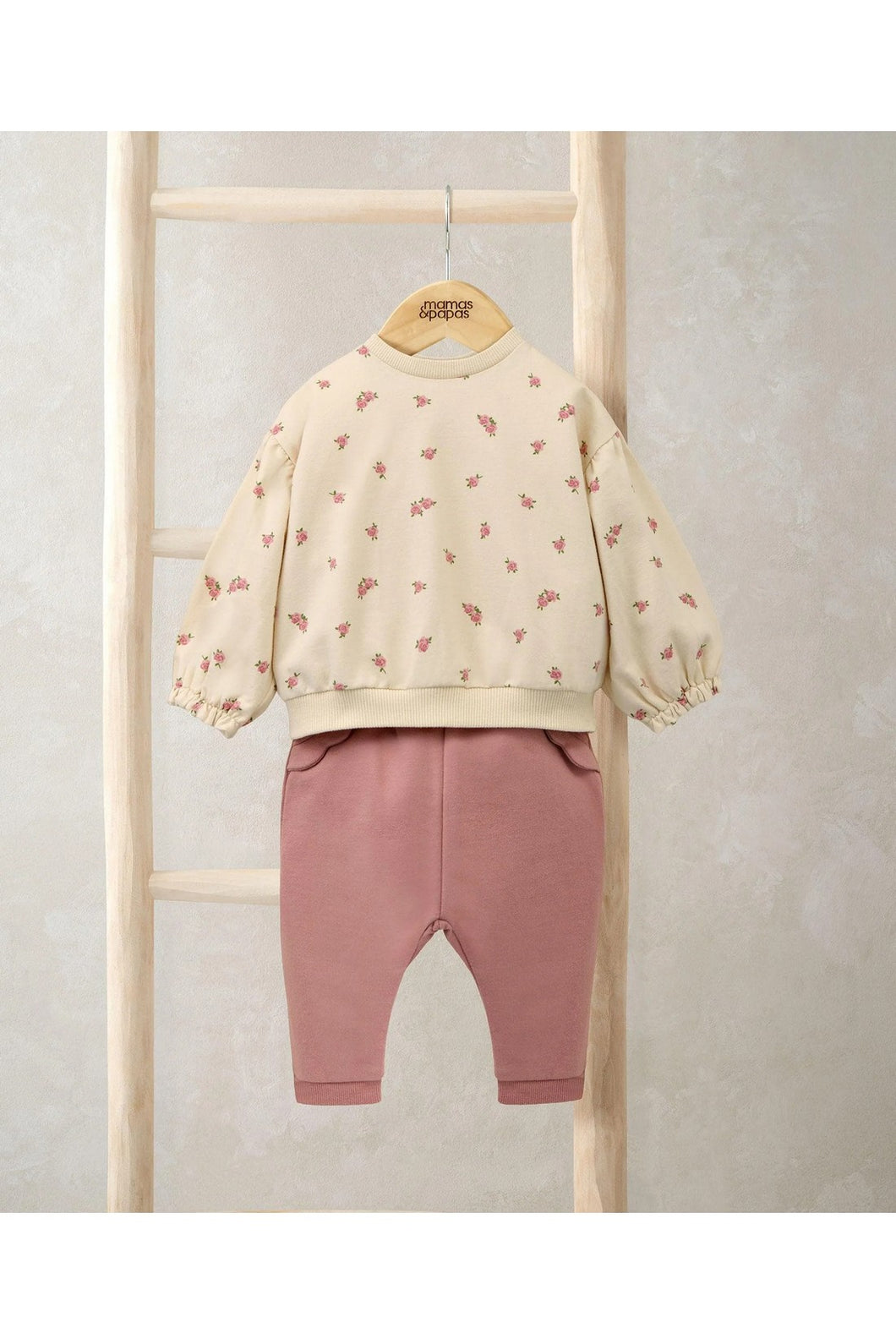 Mamas & Papas Blooming Rose Sweatshirt & Joggers Set (2 Pieces) - Pink