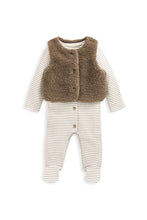 
                        
                          Load image into Gallery viewer, Mamas &amp; Papas Borg Gilet &amp; All in One Outfit Set - Sand
                        
                      