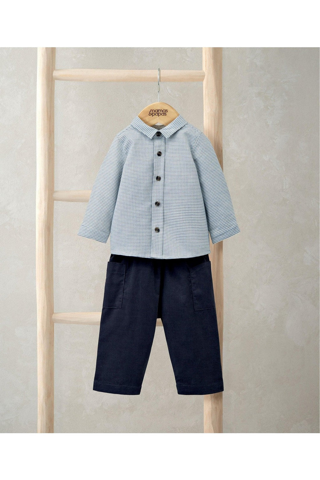 Mamas & Papas Check Shirt & Blue Cord Trousers Set (2 Pieces)