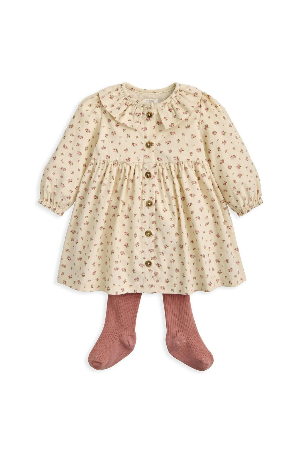 Mamas & Papas Ditsy Rose Dress & Tights Set (2 Pieces) - Cream