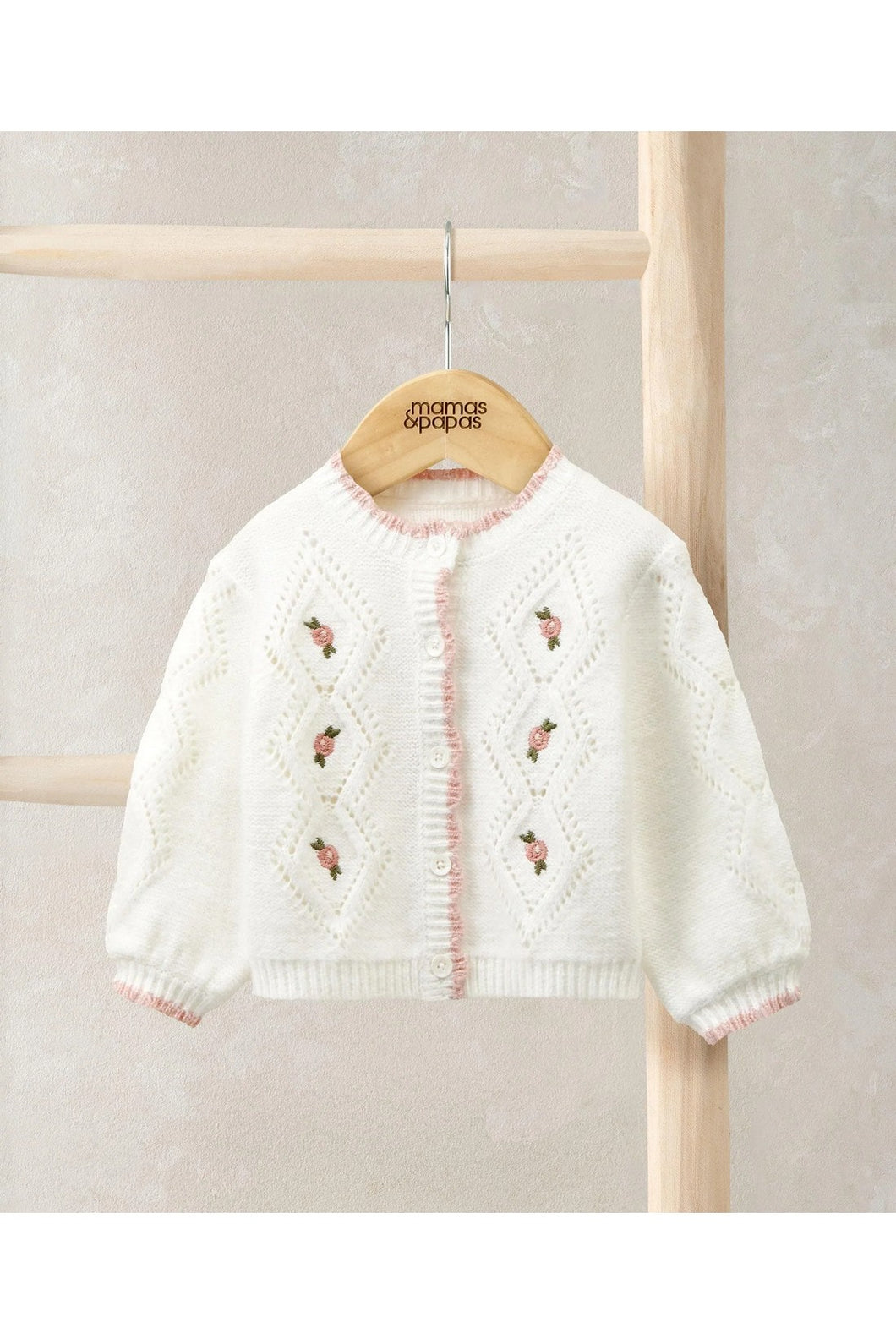 Mamas & Papas Embroidered Cable Knit Cardigan