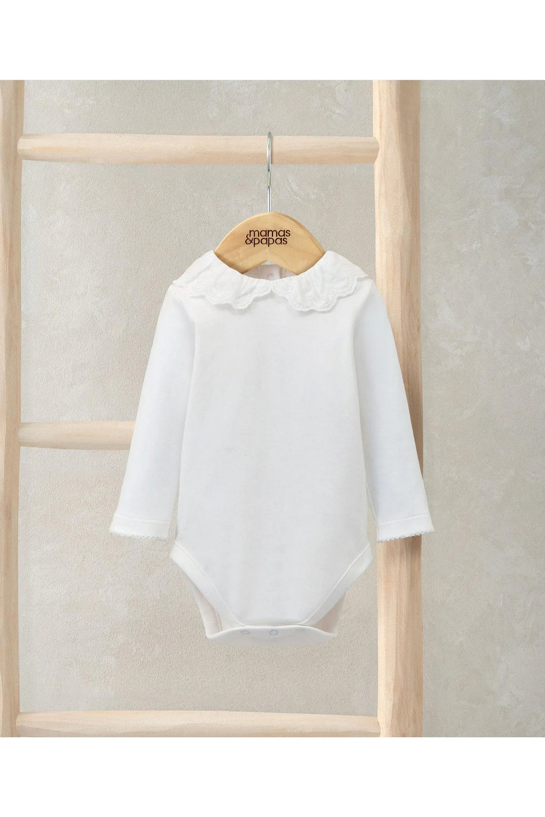 Mamas & Papas Embroidered Peter Pan Collar Bodysuit - White