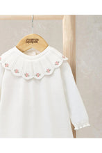 
                        
                          Load image into Gallery viewer, Mamas &amp; Papas Embroidered Scallop Collar Romper with Frill Trim
                        
                      