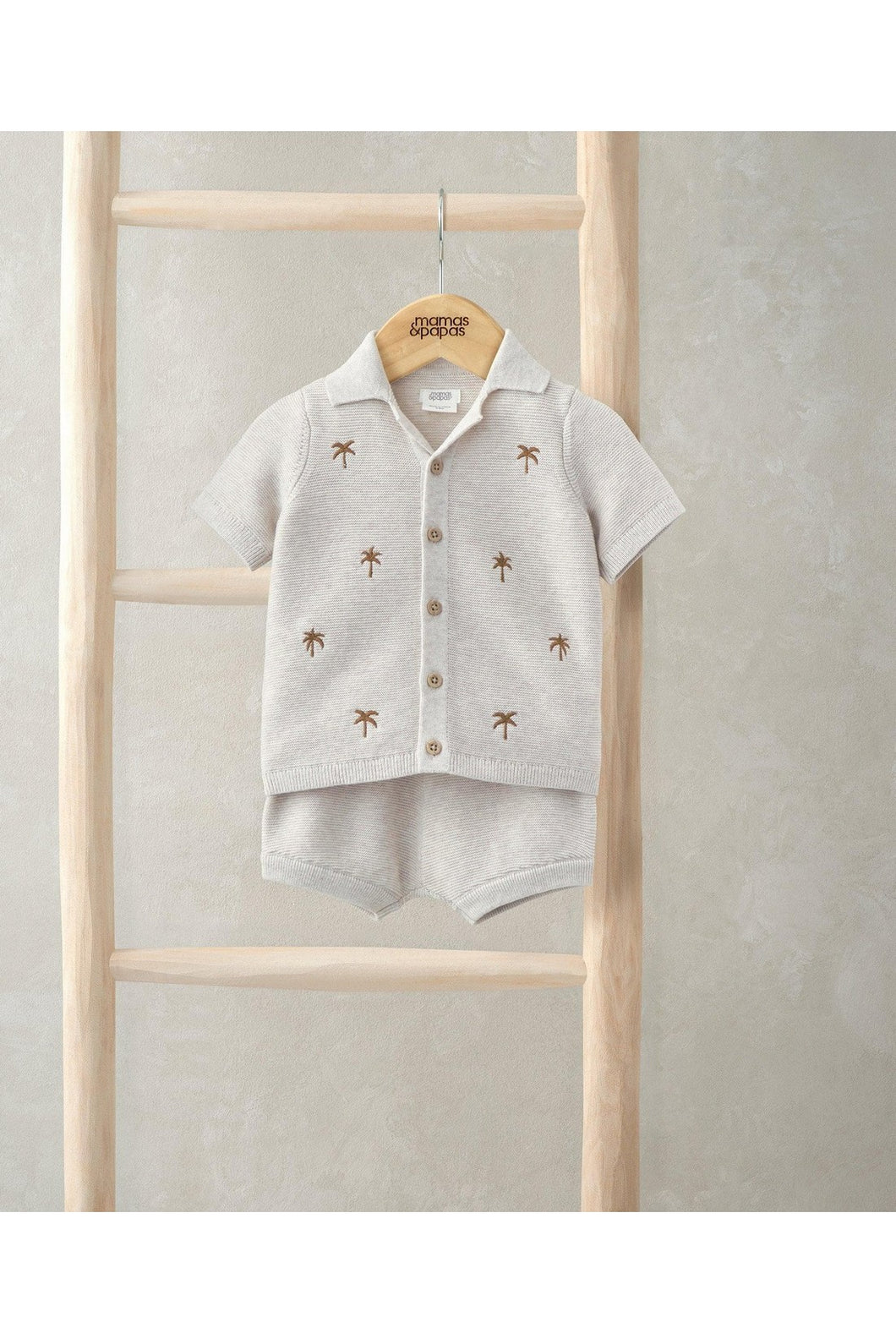 Mamas & Papas Embroidered Shirt & Shorts Set (2 Pieces) - Palm Tree