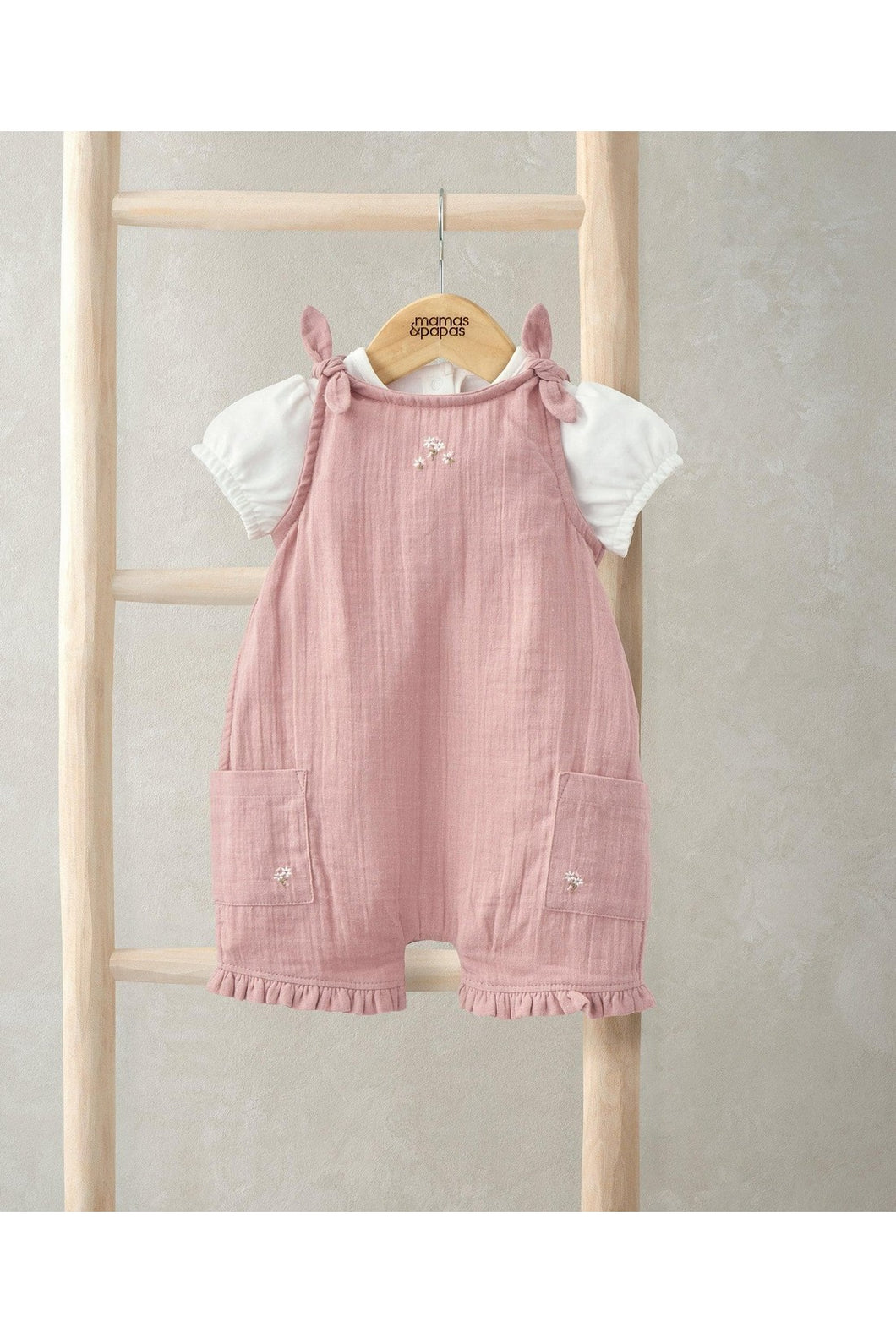Mamas & Papas Frill Cuff Bodysuit & Embroidered Romper Set (2 Pieces)