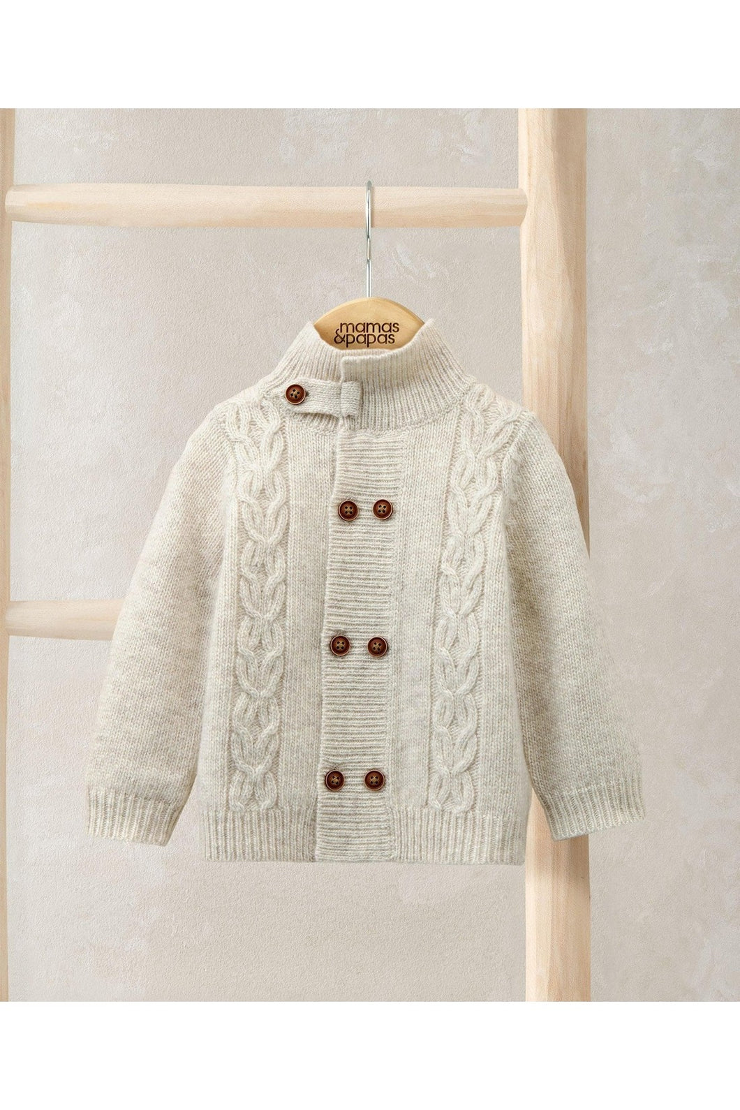 Mamas & Papas Funnel Neck Cable Knit Cardigan