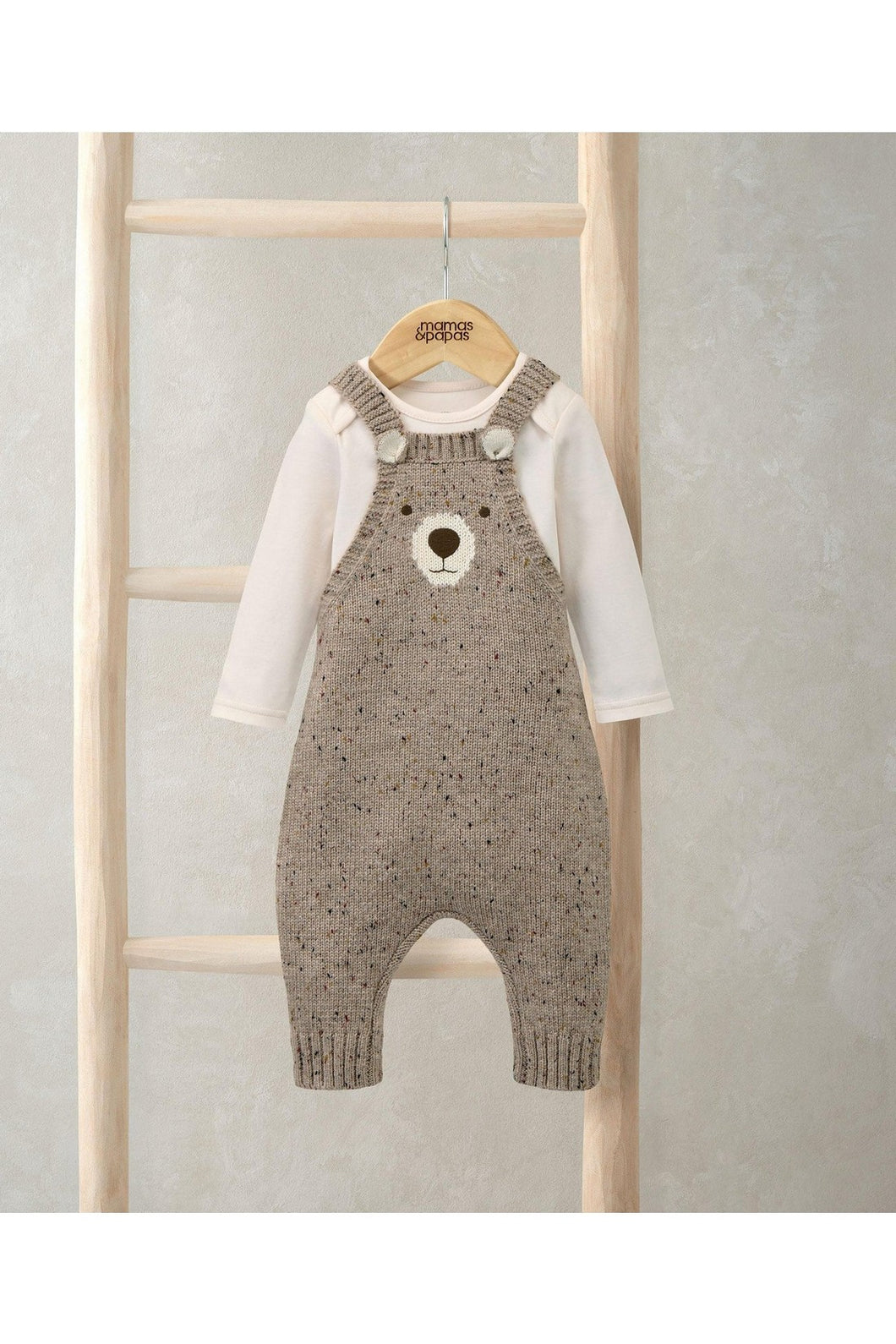 Mamas & Papas Knitted Bear Dungarees & Bodysuit Set (2 Pieces)