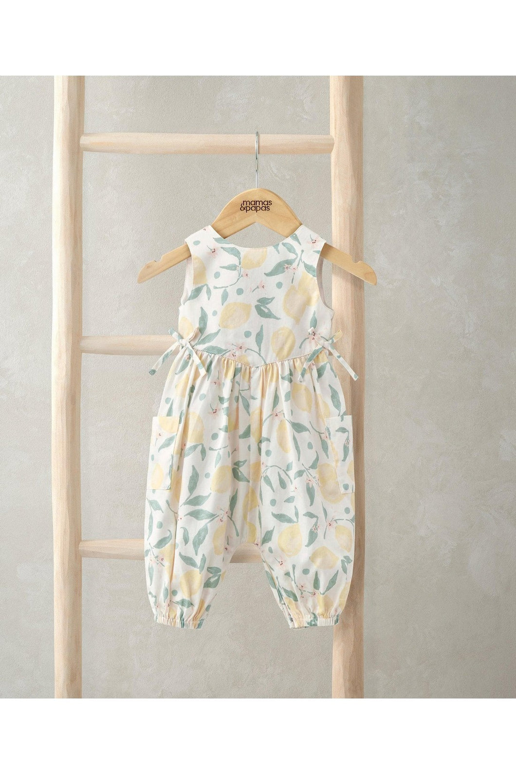 Mamas & Papas Mock Bow Romper - Lemon Print